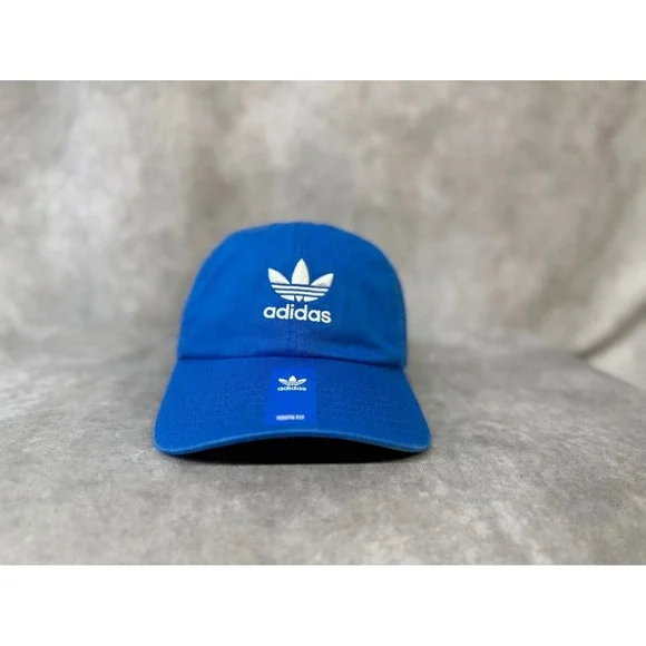 Adidas Youth Originals Blue Cap Adjustable Kids‎ Trefoil Hat New