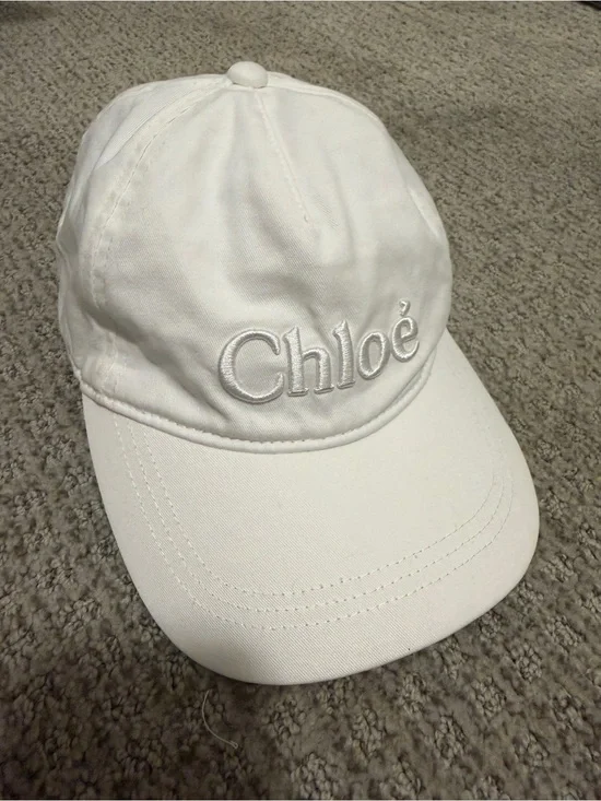 Chloé White Logo Baseball Cap with embroidered letters