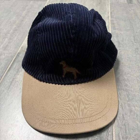 Kitestrings Corduroy Embroidered Dog Cotton Baseball Cap Hat Navy Size Small