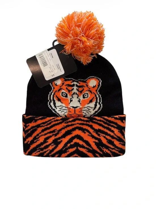 Explore Youth Tiger Cuffed Knit Hat with Pom - Black Sports Hat