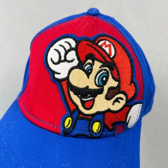 Nintendo Snapback Hat Kids OSFM Blue Red Super Mario Embroidered Video Game Cap