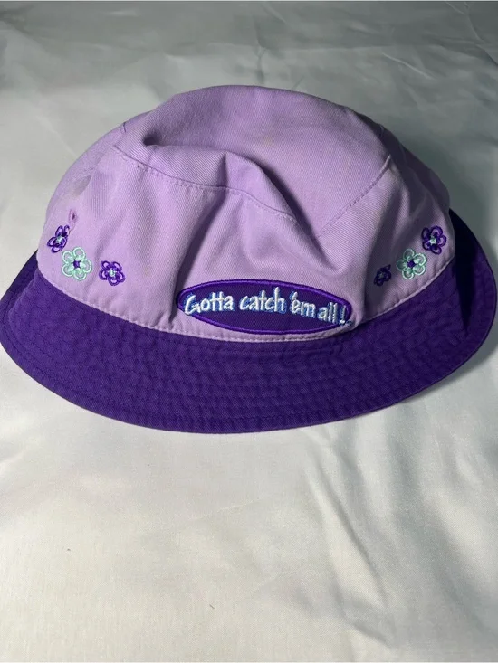 Vintage Pokémon Nintendo 2000 Purple Bucket Hat Girls OS Gotta Catch Em All Rare