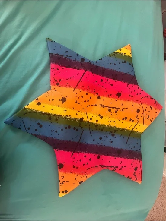 Star-Shaped Decorative Clown Hat with Rainbow Stripes