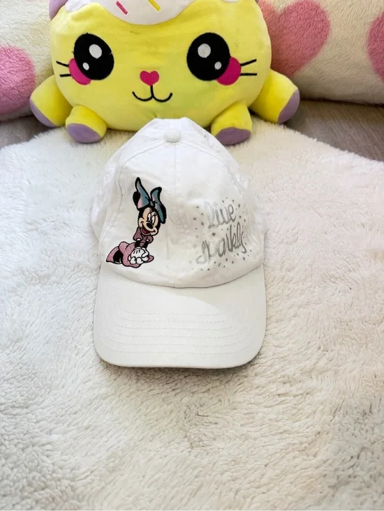Disney White Minnie Mouse 'Live Sparkly' Embroidered Kids Cap