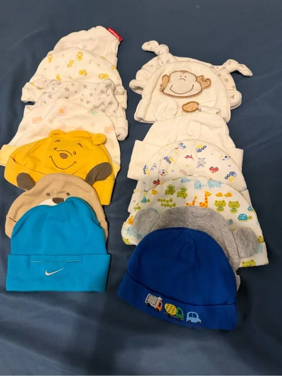Nike Bright Blue Infant Beanie with Assorted Baby Hat Bundle