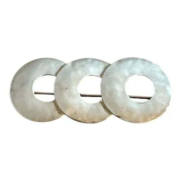 VTG Silpada Brooch Pin Sterling Silver 925 Circle Hammered Israel Modernist