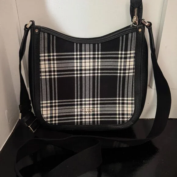 kate spade Black and White Plaid Crossbody Bag