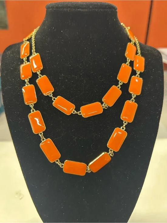 Kate Spade orange enameled layering necklace