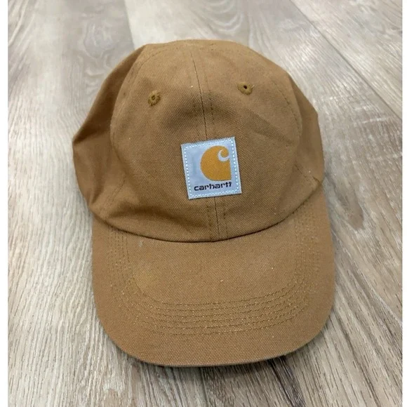 Carhartt Boys Brown Canvas Cotton Adjustable Baseball Cap One Size Logo