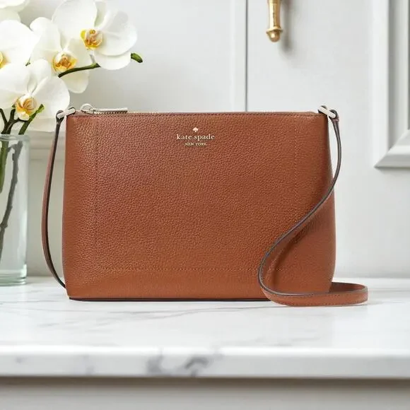 Kate Spade Leila Crossbody Purse in Warm Gingerbread Pebbled Leather KG464