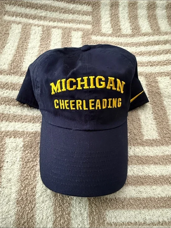 Kids Michigan Cheerleading Navy Baseball Cap with Yellow Embroidery