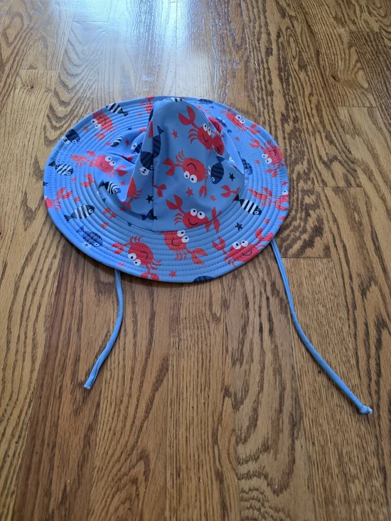 Kids Blue Crab Print Sun Hat - Brand Unspecified
