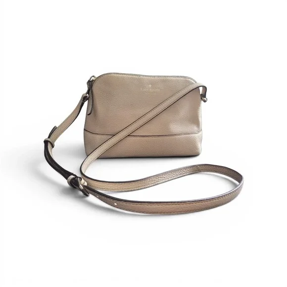 Kate Spade Hanna Southport Ave Crossbody Bag Beige Pebbled Leather WKRU7110