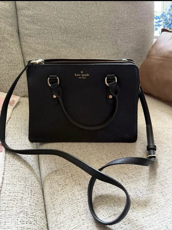 kate spade New York Black Leather Crossbody Satchel