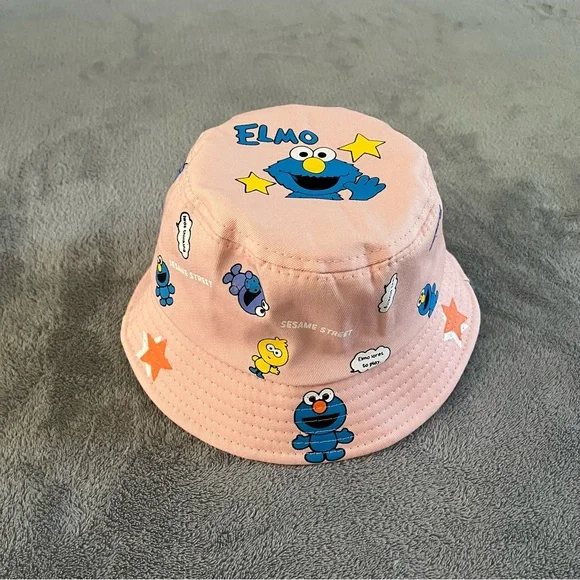 NWOT Kids Girls Sesame Street Printed Bucket Sun Hat UV Beach Hat Fisherman Caps