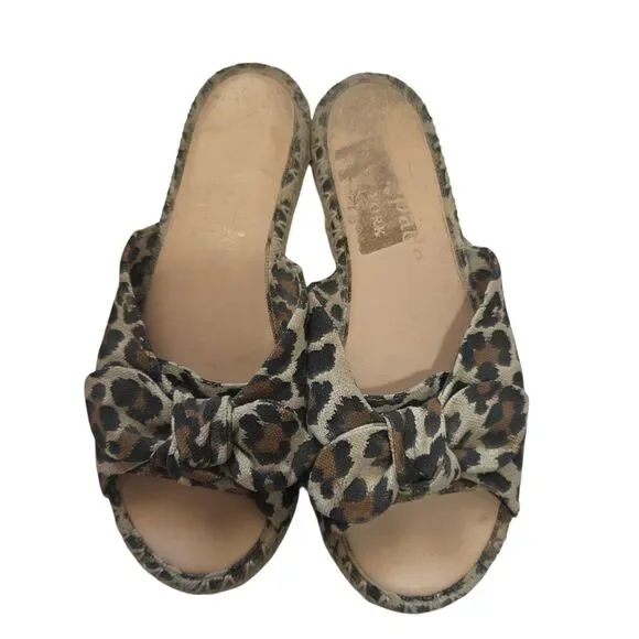 Kate Spade New York Leopard Bow Espadrille Slide Sandals Womens Size‎ 9