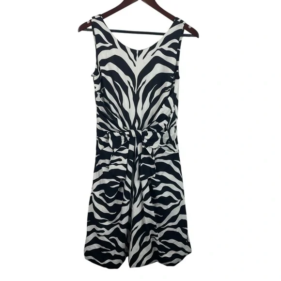 Kate Spade | Jillian White Black Zebra Print Linen Sleeveless Dress