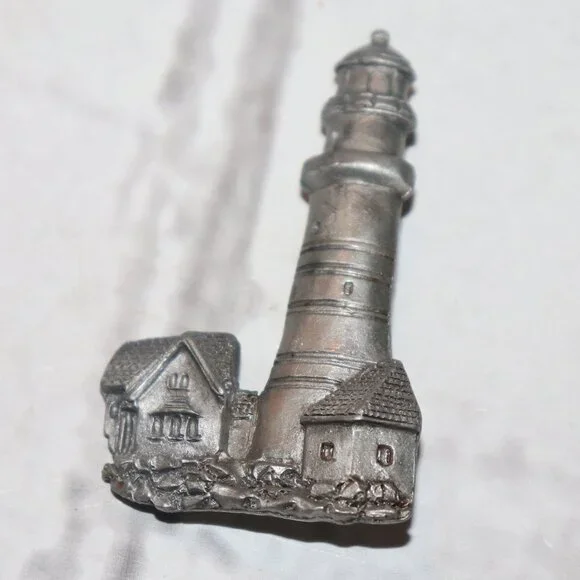 Vintage Spoon Pewter 4140 Lighthouse Brooch 2.25