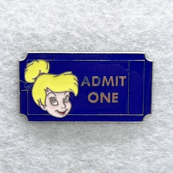 🔮 5/$25 Disney Peter Pan Tinker Bell Admission Ticket Admit One‎ Pin