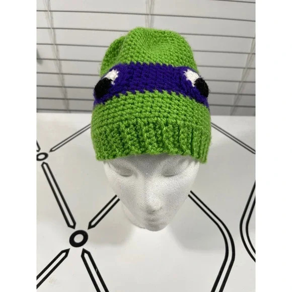 Teenage‎ Mutant Ninja Turtles Beanie Hat Crochet Green Purple Kids