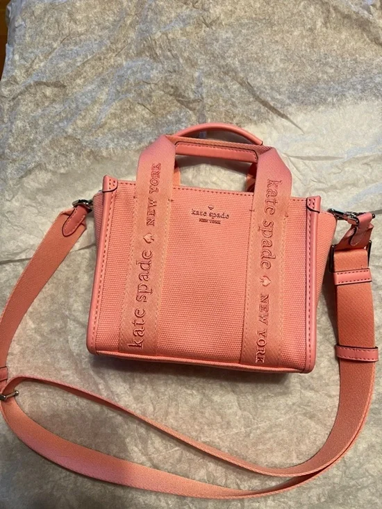 kate spade mini tote KL062 in color grapefruit x24 KIP Canvas Crossbody Tote
