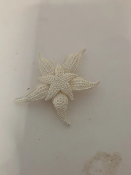 Vintage White Resin Double Starfish Brooch Pin, 80s 90s Nautical Coastal Beach .