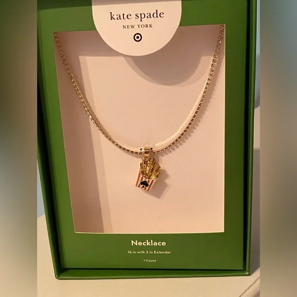 Kate Spade Gold  French Fry Pendant Necklace NWT