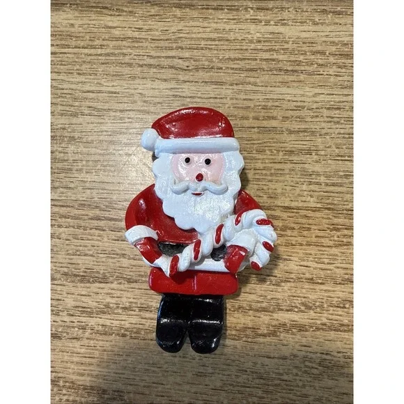 Vintage Santa Claus Brooch Red White Enamel Christmas Holiday Pin