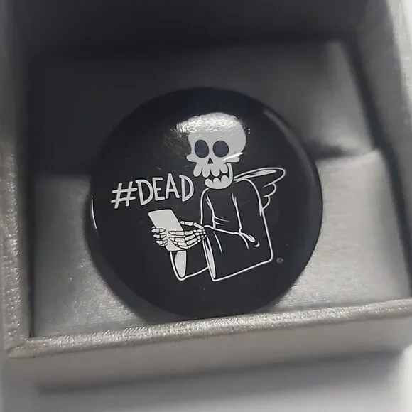 #Dead Grimreaper Skeleton Button Pin Brooch