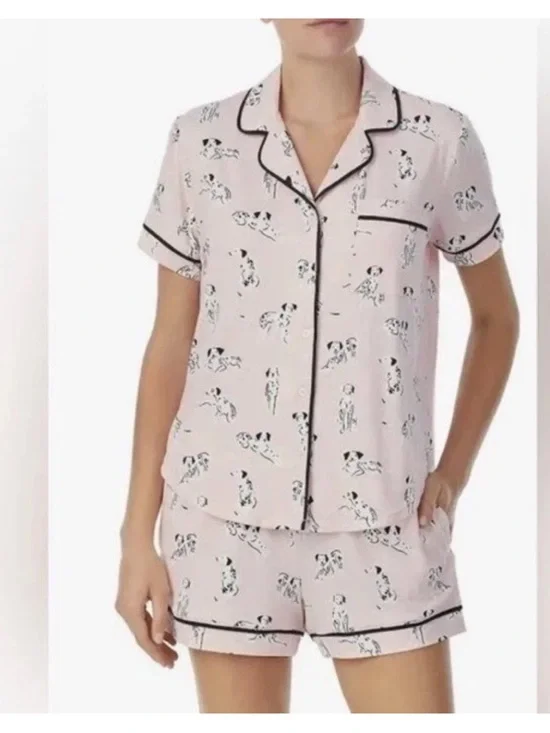 NWT Kate Spade Dog Dalmations Themed Short Sleeve Shortie Pajama Set pjs