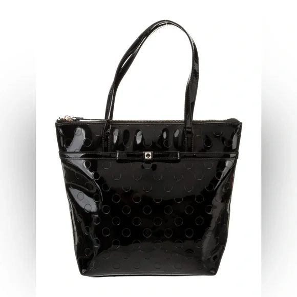Kate Spade Patent Leather Polka Dot Medium Zipper Tote