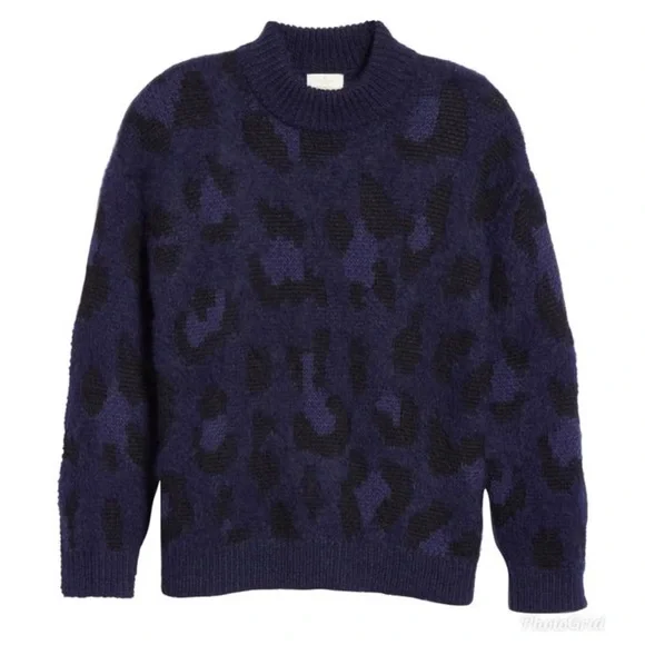 Kate Spade Leopard Fuzzy Alpaca Wool Wild Ones Sweater