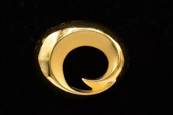 Givenchy Vintage Brooch Pin Round Brushed Gold Metallic Textured Signed BinAC