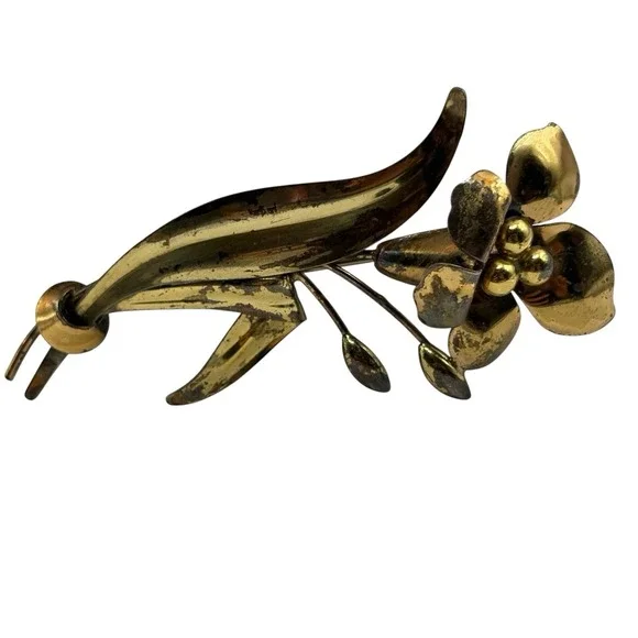 Vintage Carl Art CA Flower‎ Brooch Pin 1/20 12k G/F Gold Filled on Silver READ