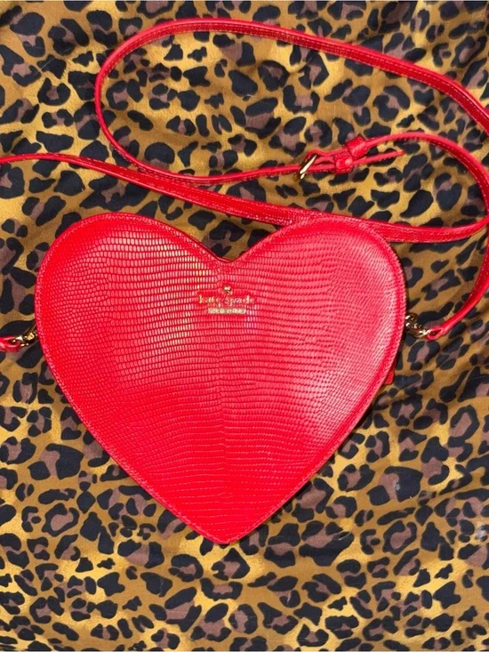 kate spade “secret admirer” Red Heart-Shaped Crossbody Bag