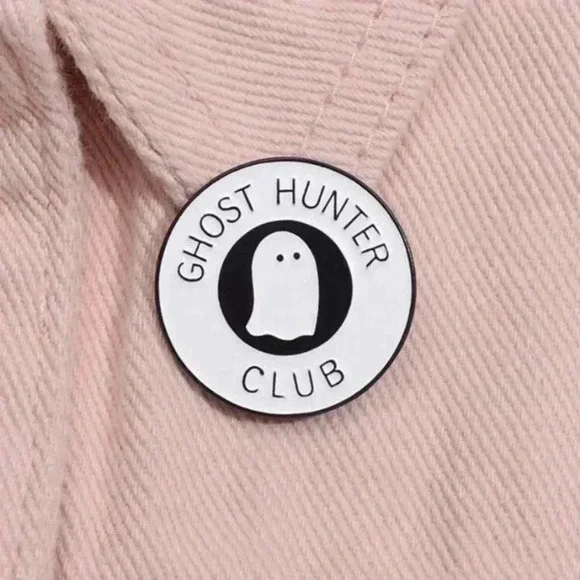 1 piece unisex black white Halloween ghost hunter club enamel brooch pin clothes