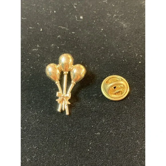 Signed JJ Balloons Lapel Pin Jonette Jewelry Birthday Balloon Gold Tone Vintage