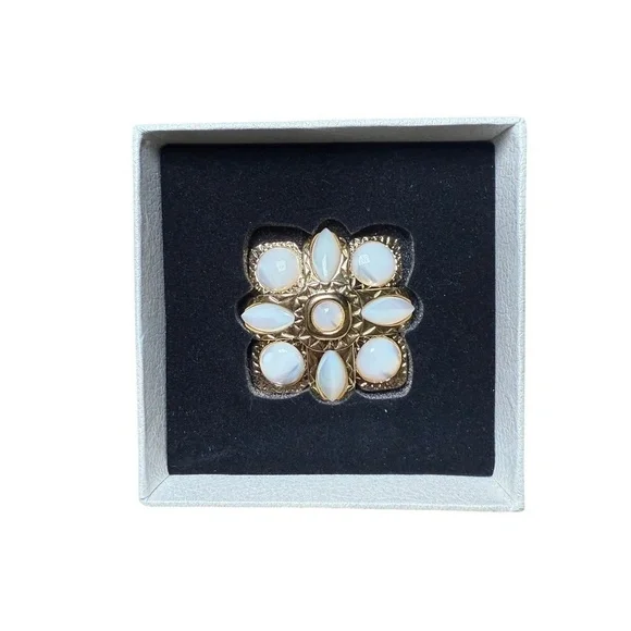 St John Gold Tone Mother of Pearl Brooch Pin