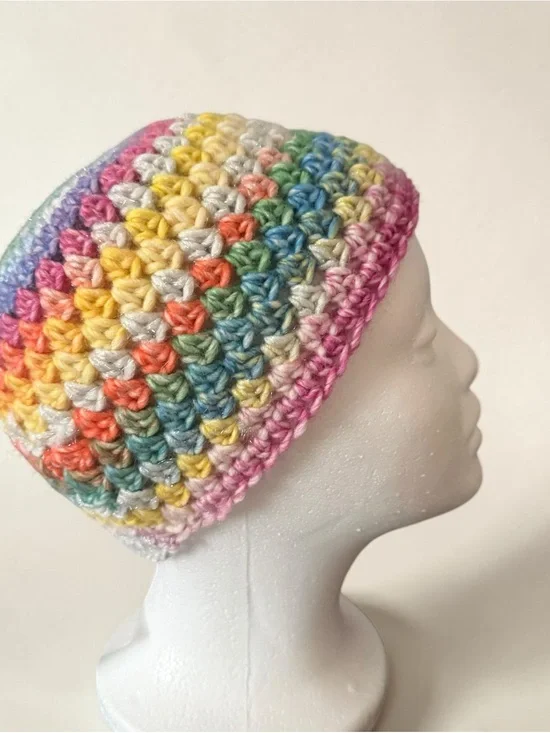 Handmade Multicolor Crochet Kids Beanie Hat