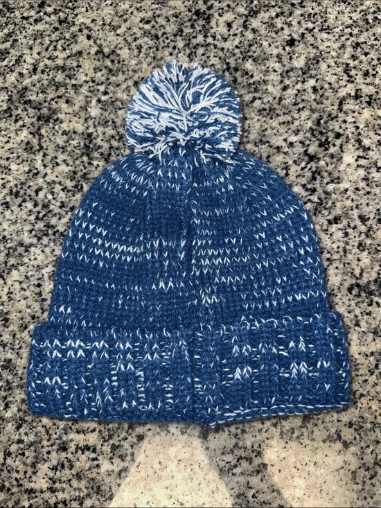 Kids Blue Knit Pom Pom Beanie
