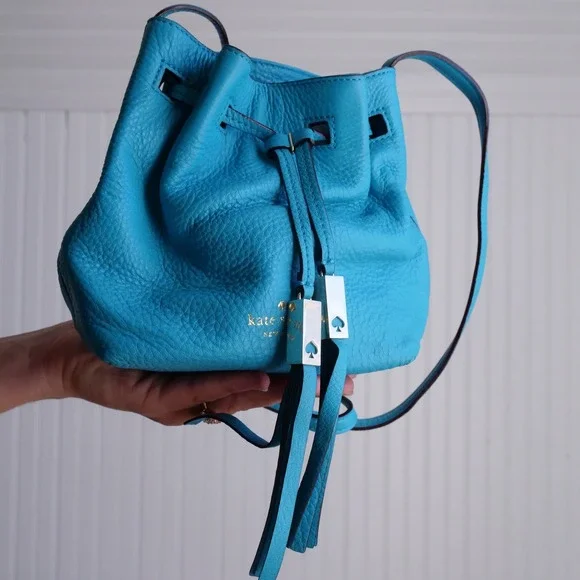 Modern NWOT Kate Spade New York tiny Cooper bright‎ blue bucket bag