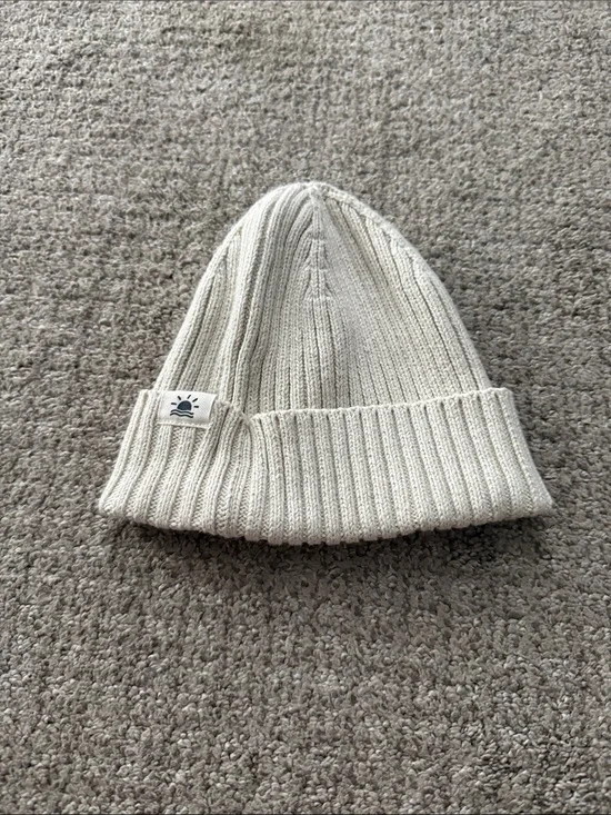 Toddler Cream Ribbed Knit Beanie Hat