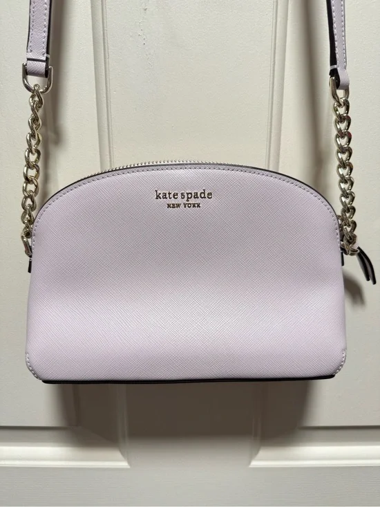 Kate Spade Lilac Saffiano Leather Hilli Dome Crossbody with Gold Chain
