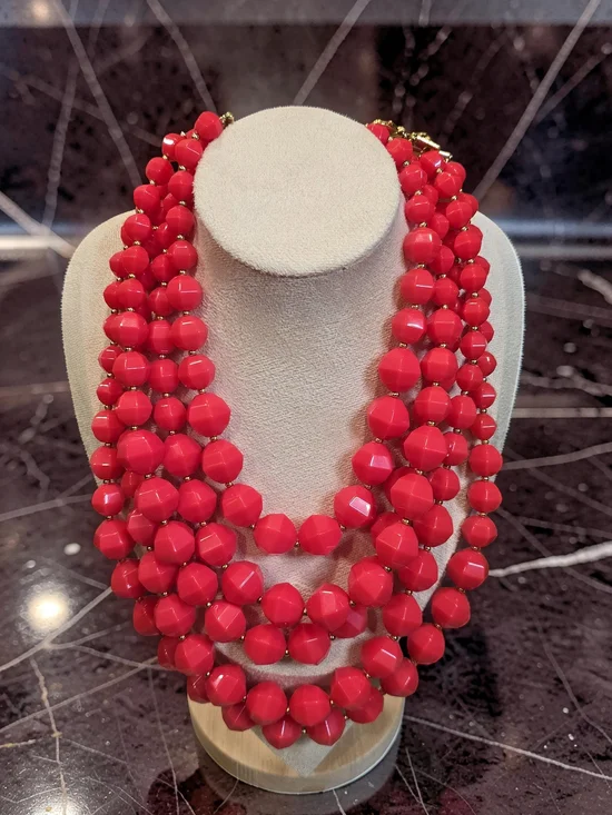 Kate Spade Hot Pink Multi-Strand Beaded Bib Statement Necklace