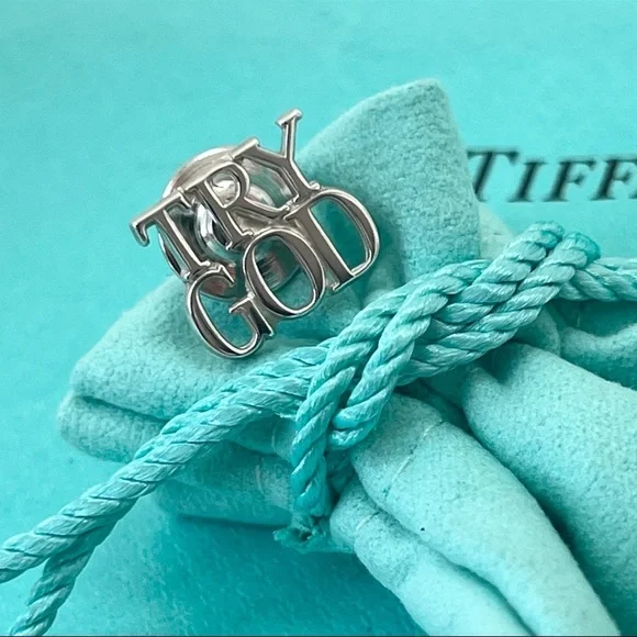 Tiffany & Co. Inspirational Silver 'Try God' Pin