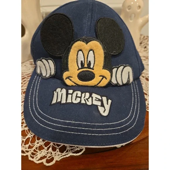 Disney Mickey Mouse 3D Ears Blue Baseball Cap Adjustable Kids Hat Embroidered