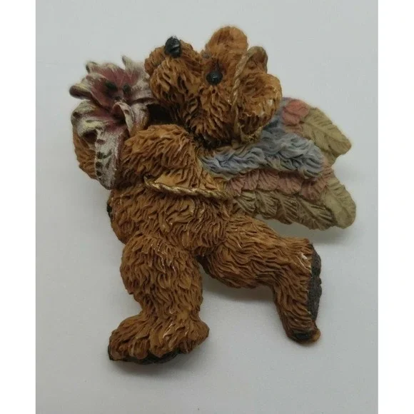 Vintage Boyds Bears Angel bear w/‎ lily flower brooch pin