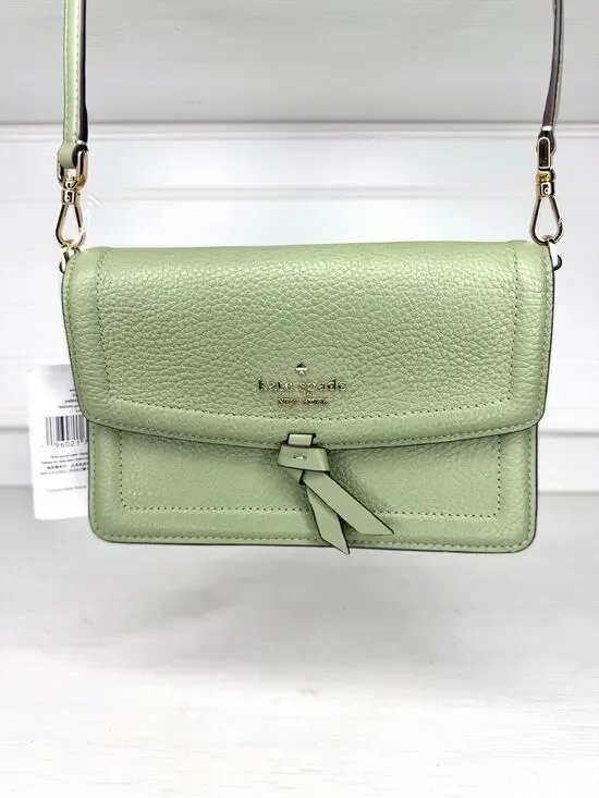 Kate Spade Knott Mini Crossbody Bag Balsam Green Pebbled Leather NWT KM611