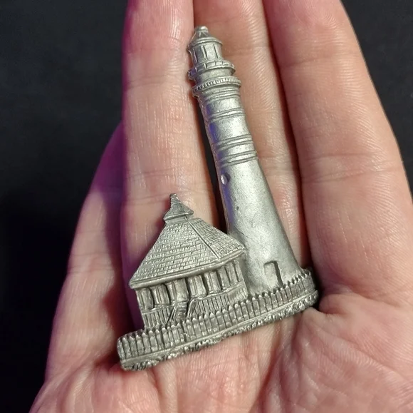 Pewter Lighthouse and Cottage Brooch
