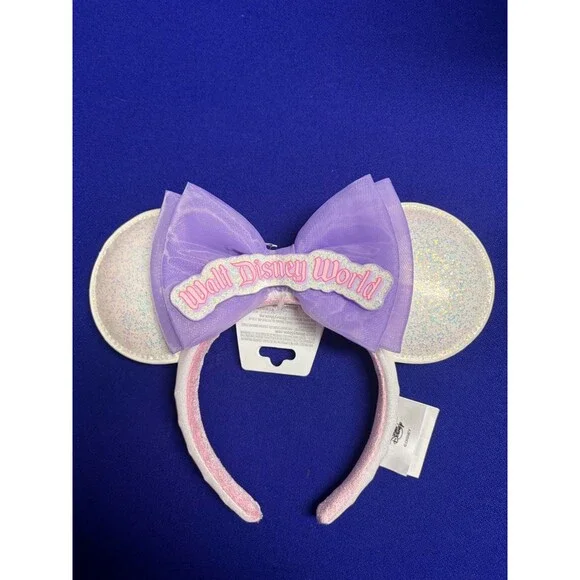 2026 Walt Disney World Parks Marquee Pastel White Minnie Mouse Ears Headband New